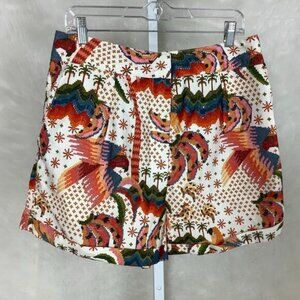 Farm Rio For Anthropologie Macaw Tropical Parrot Bananas Cuffed Shorts NWT